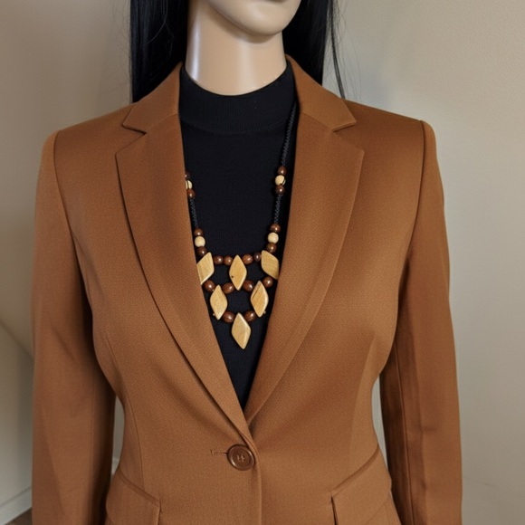 Artisan Hand-Carved Wooden Geometric Bib Statement Necklace - Picture 3 of 12